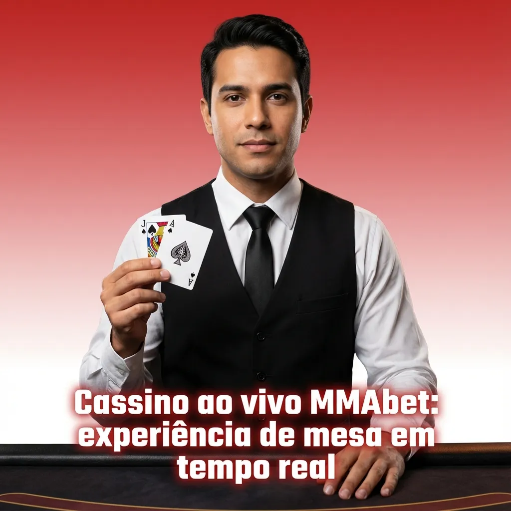 Mesa de cassino ao vivo da MMAbet com crupiê em estúdio, cartas, roleta e chat em tempo real na tela