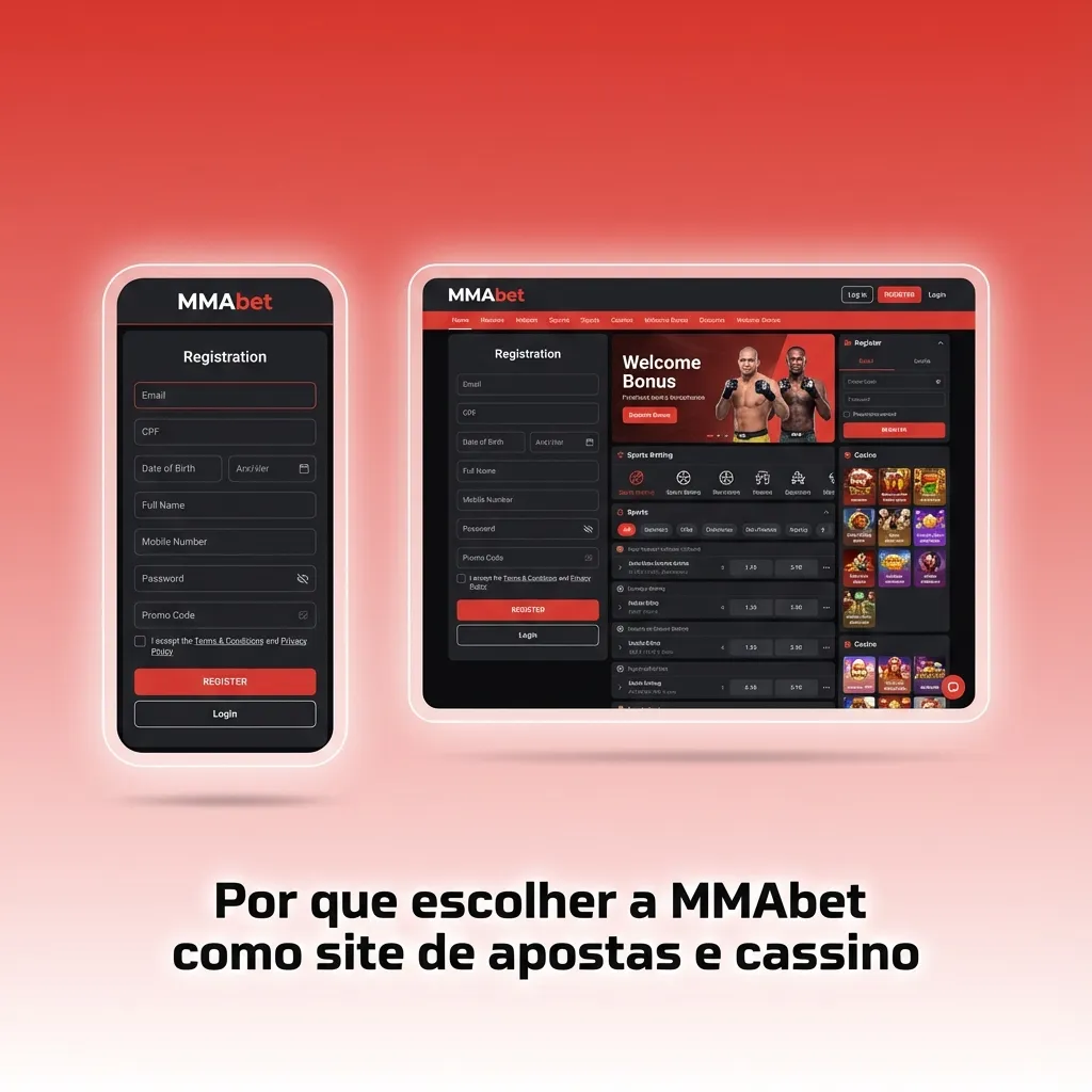 Banner da MMAbet destacando site em português, odds competitivas, cassino online e pagamentos via PIX para brasileiros